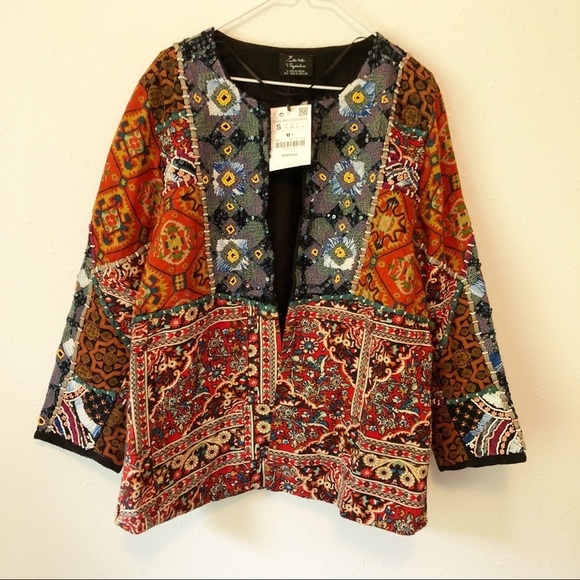 zara ethnic embroidered jacket